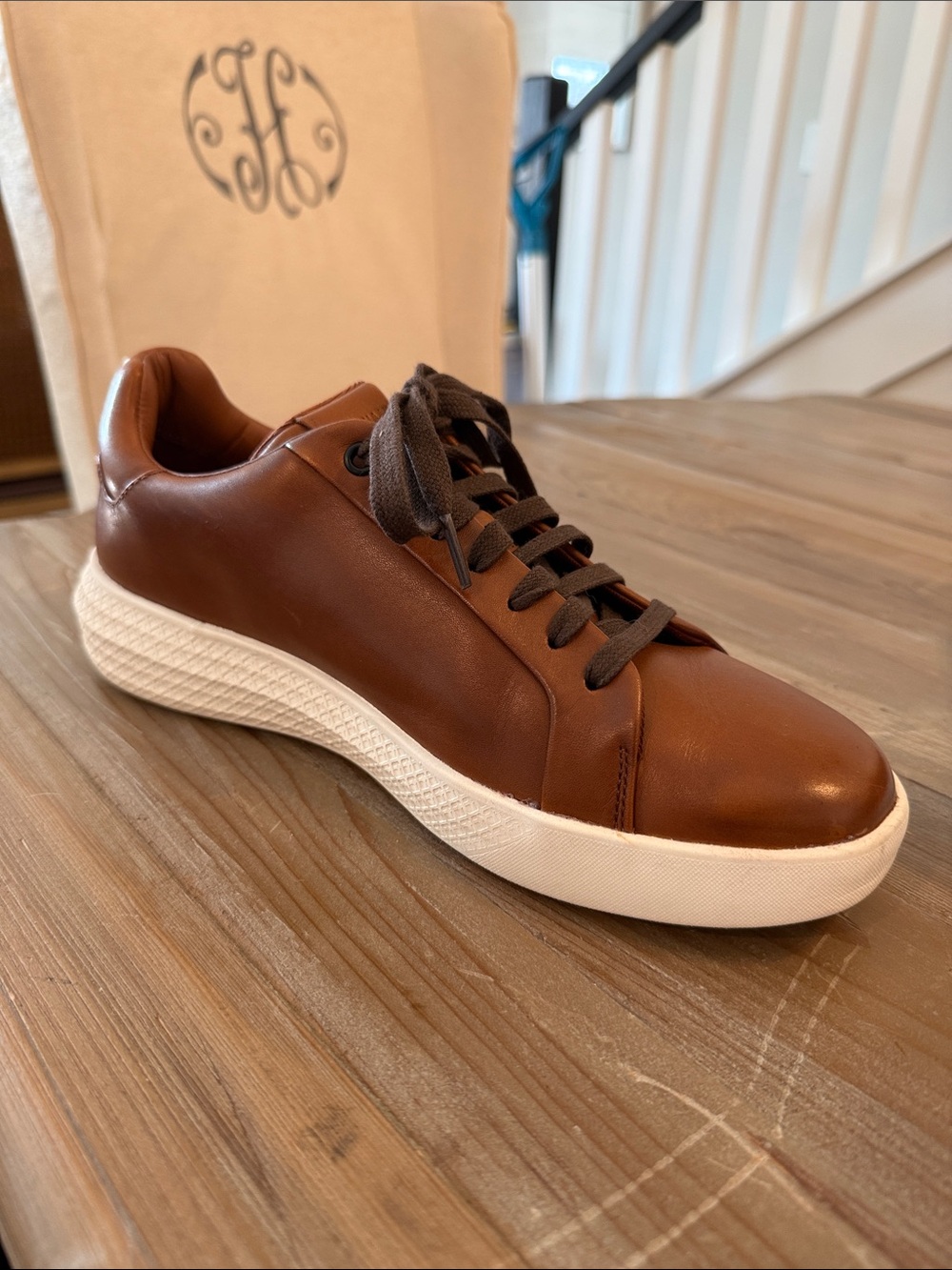 Cole Haan Grand Hurrion Cup Brown Leather Lace To Toe Sneaker
